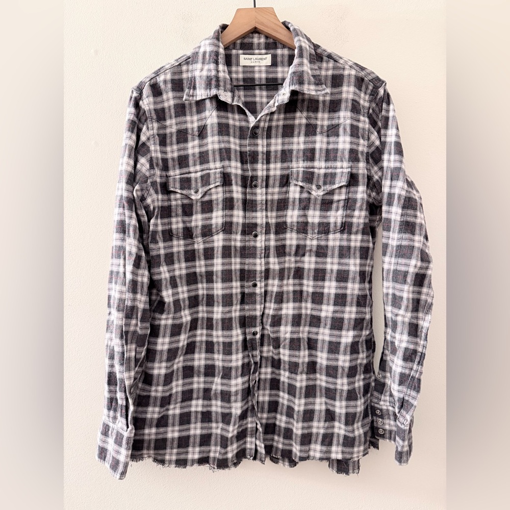 Saint Laurent Paris Western Snap Flannel Shirt long sleeve check L